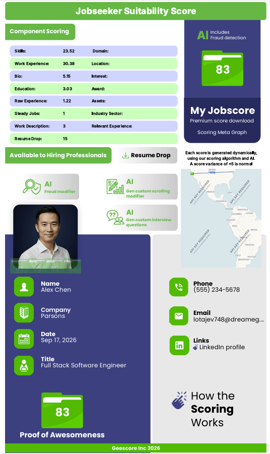 Alex Chen My Jobscore 83 Scored for Full Stack Software Engineer at Parsons 5